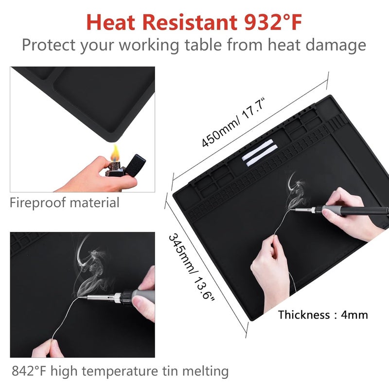 HPFIX Anti Static Mat Includes ESD Wristband and Grounding Wire and Grounding Plug for Electronics Repair, Premium Heat Resistant ESD Safe Soldering Mat (17.7" x 13.6") - Image 4